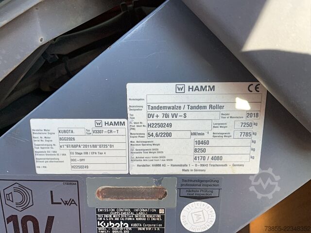 Tandem Roller Hamm DV+ 70i VV-S