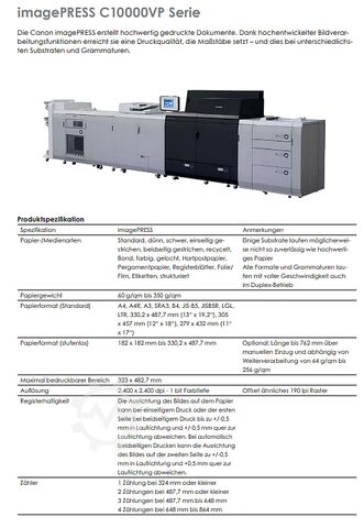 Digitaldruckmaschine Canon image PRESS C10000 VP