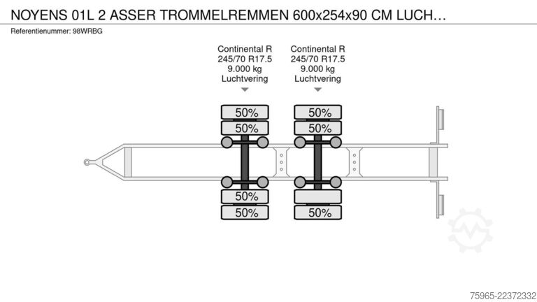 Trailer with working platform  Noyens NOYENS 01L 2 ASSER TROMMELREMMEN 600x254x