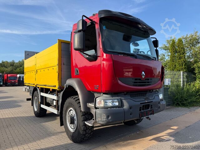 Flatbed truck RENAULT Midlum 280 DXI 4x4 Pritsche+LBW/BLATTFEDERUNG