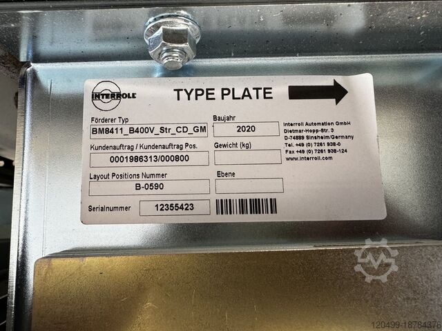 Conveyor belt with center drive Interroll BM8411