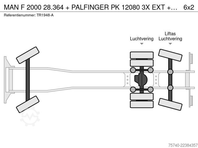Hook arm system MAN F 2000 28.364 + PALFINGER PK 12080 3X EXT + man...
