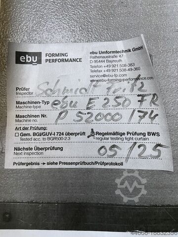 Exzenterpresse EBU SK 250 FR mit Luftkupplung