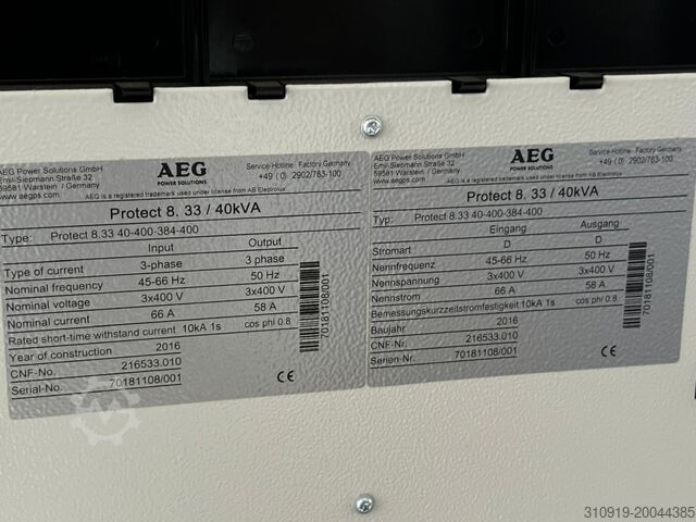 Uninterruptible power supply (UPS) AEG Protect 8.33 UPS 40kVA