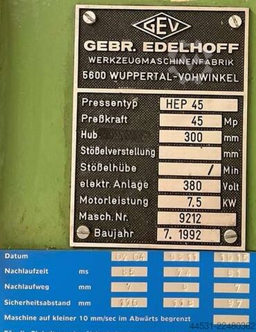 Hydraulic press Edelhoff HEP 45