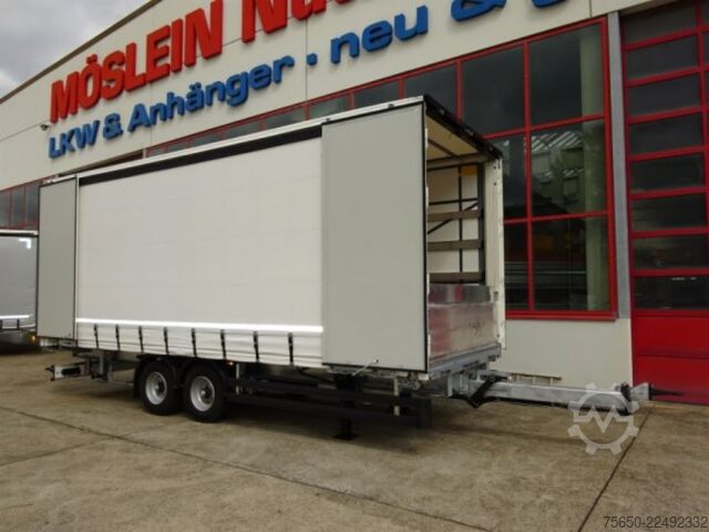 Open trailer with tarp Möslein TPW 105 D Schwebheim  Tandem- Planenanhänger Durchladen
