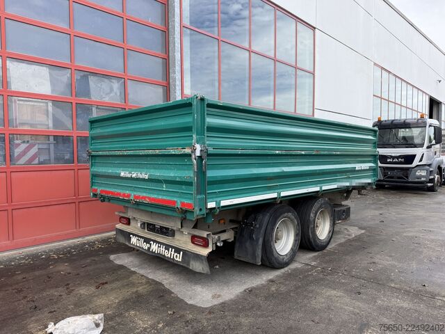 Three-way tipper trailer Müller-Mitteltal KA-TA-R 13,5  13,5 t Tandemkipper- Tieflader Aufsatzbordwände Breitbereift