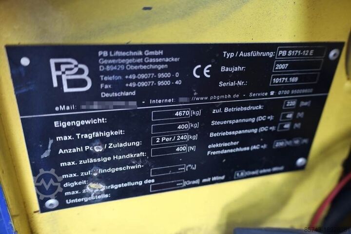 Scherenhebebühne PB LIFT S171-12E Electric, 17.3m Working Height, 400k