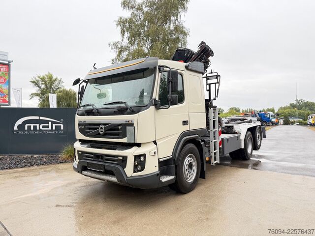 Autokran VOLVO FMX 370 6x2 lift/lenk Abrollkipper KRAN 13m FUNK