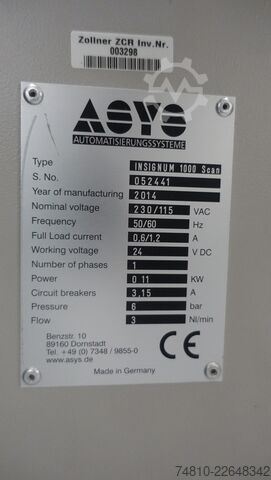 Bestückungstechnik Asys Insignum 1000 Scan