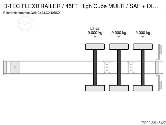 Container transportation D-TEC FLEXITRAILER / 45FT High Cube MULTI / SAF + DIS...