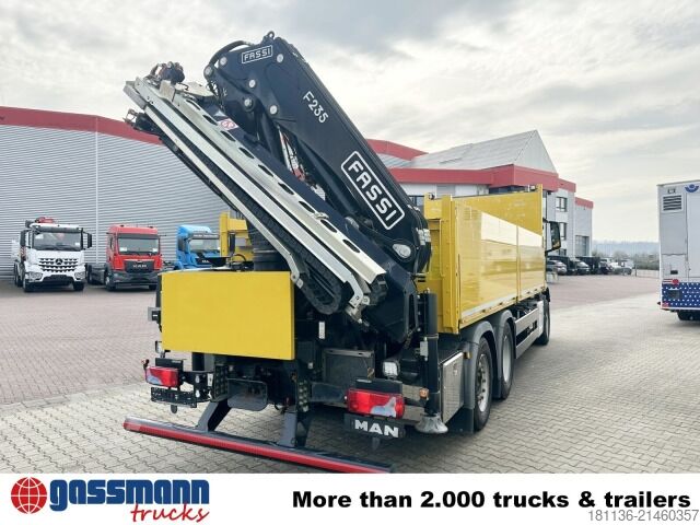 Flatbed truck MAN TGS 26.430 6x2-2 BL, Liftachse, Heckkran Fassi