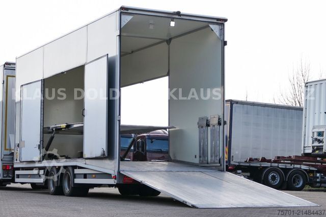 Car carrier truck MERCEDES-BENZ Atego geschloss. Autotransporter komplettzug