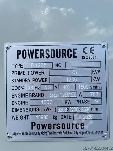 Generator set Baudouin 12M33G1250/5 - 1235 kVA Generator - DPX-19883