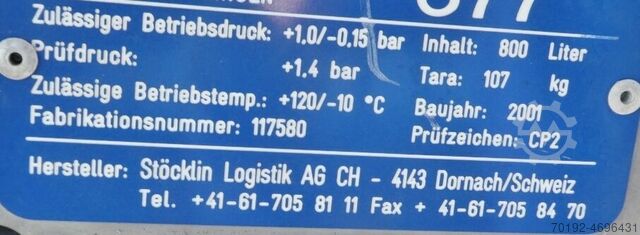 800 Liter Druckcontainer / Behälter Stöcklin