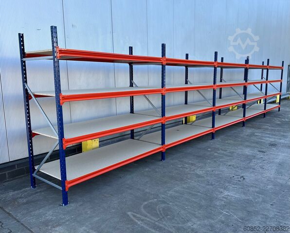 Weitspannregal ca. 9,56 lfm. Weitspannregale H: 200 cm T: 80 cm , 400 kg Fachlast , 4 Ebenen