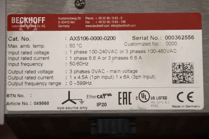 Servo amplifier Beckhoff AX5106-0000-0200