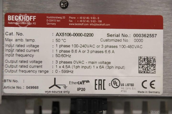 Servo amplifier Beckhoff AX5106-0000-0200
