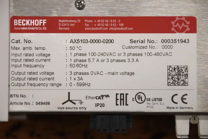 Servo amplifier Beckhoff AX5103-0000-0200