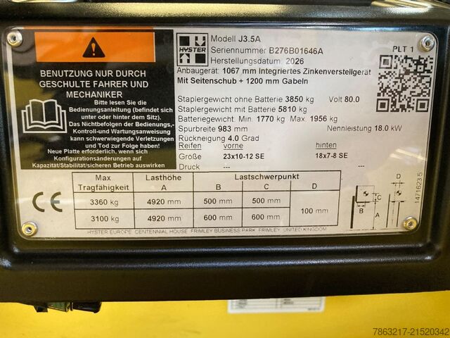 Elektro 4 Rad-Stapler Hyster J 3.5 A