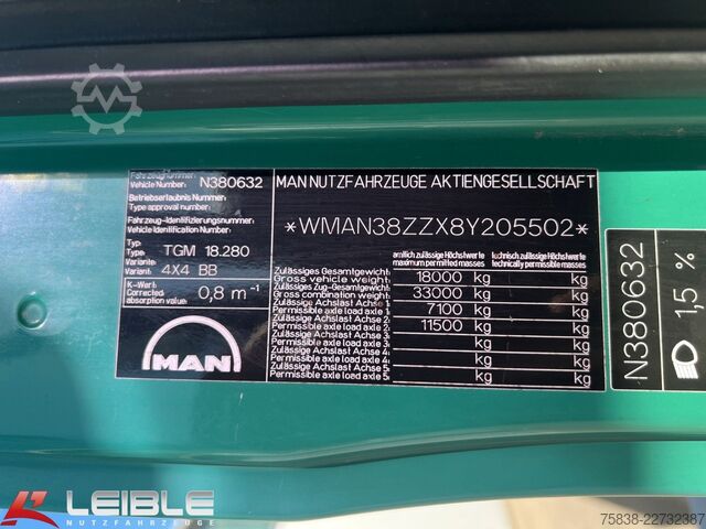 Autokran MAN TGM 18.280 4x4BB*Terex-Kran*Meiller-Kipper*