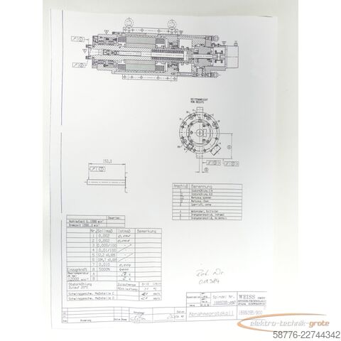 Component Weiss WEISS 168928B-002 Spindel