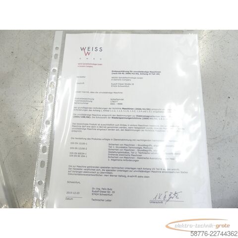 Component Weiss 178377 Schleifspindel 21kw / 7000 U/min = 0002    !