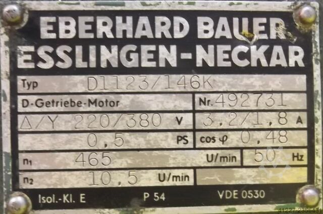 Gear motor 0.37 kW 10.5 rpm BAUER D1123/146K