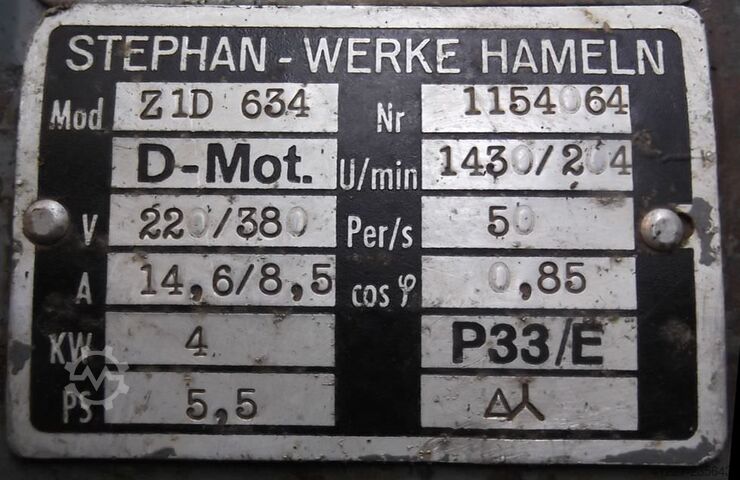 Getriebemotor 4 kW 204 U/min Stephan Werke Z3D434s