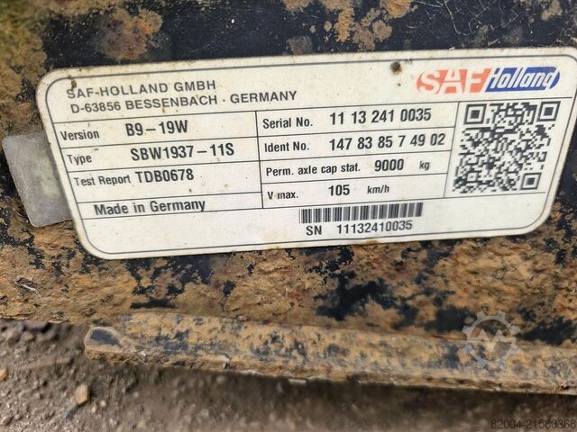 Achse SAF B9-19W | TRAILER AXLE SINGEL TIRE| DISC