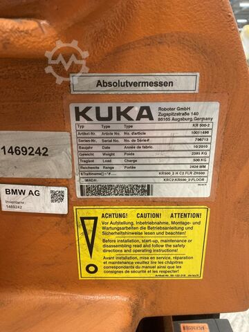 2 x industrial robots (2006+2010) Kuka KR 500 L420-2