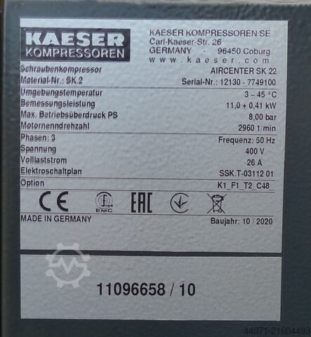 Schraubenkompressor AIRCENTER SK 22 Kaeser AIRCENTER SK22