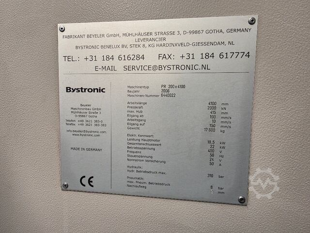 Abkantpresse Bystronic PR 200x4100