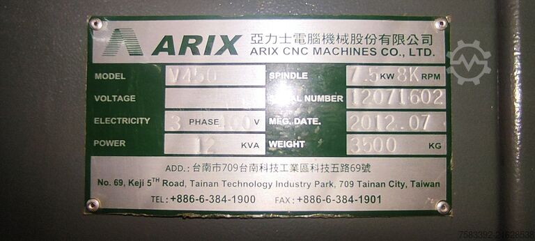 CNC 5-Achs Bearbeitungszentrum ARIX V450 ARIX V450