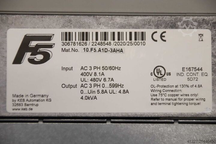 Frequency converter 4.0 kVA KEB Combivert F5  -3AHA