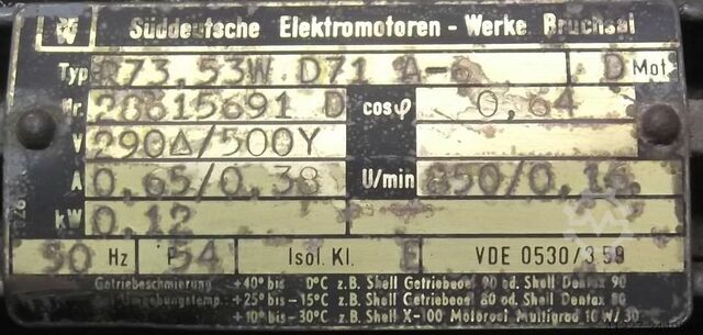 Gear motor 0.12 kW 0.16 rpm SEW-EURODRIVE R73,53WD71A-6