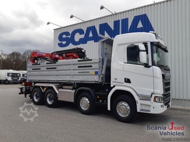 Dreiseitenkipper LKW Scania R 520 B8x4HA 3-S-Kipper HMF 2820