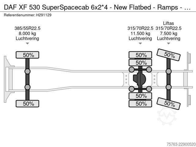 Car carrier van DAF XF 530 SuperSpacecab 6x2*4 - New Flatbed - Ramp...