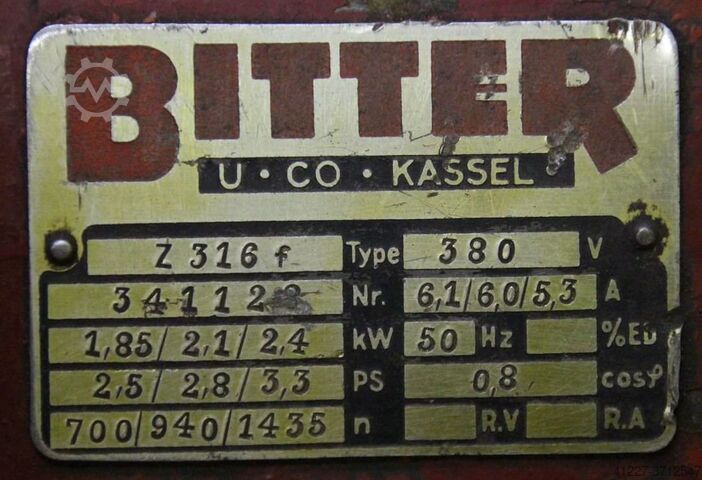 Electric motor 1.85/2.1/2.4 kW 700/900/1435 rpm Bitter Z316f