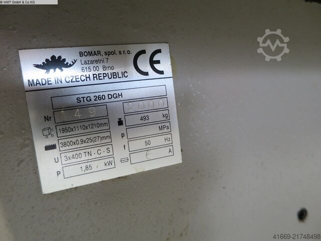 Bandsaw - Horizontal BOMAR STG 260 DGH