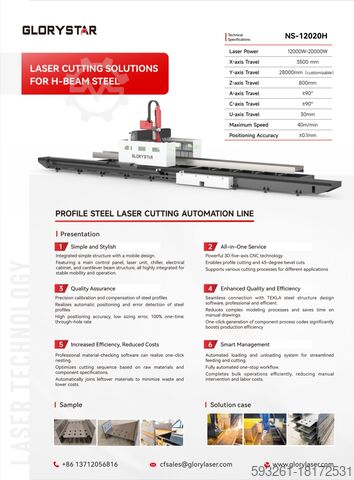 Laserschneidmaschine Glorystar Laser Laser Profile Cutting Machine