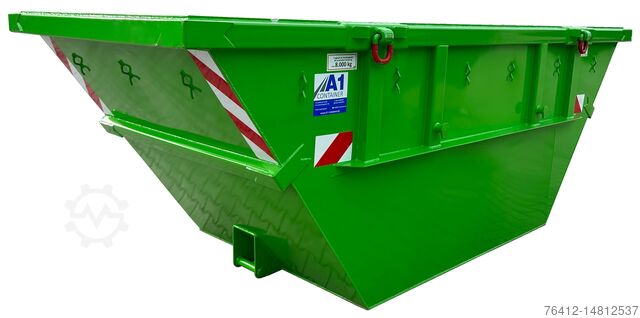 Skip container A1 Container Absetzmulde 7 m³ Trapezform Kranbar RAL 6018 Gelbgrün