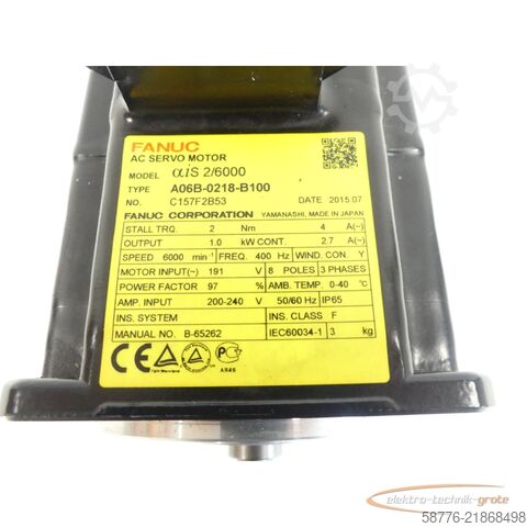 Control unit Fanuc A06B-0218-B100 AC Servo Motor SN: C157F2B53 + Pulsecoder A860-2000-T301