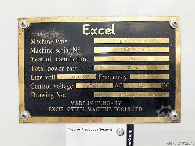 Cnc lathe EXCEL SL500/1500MC