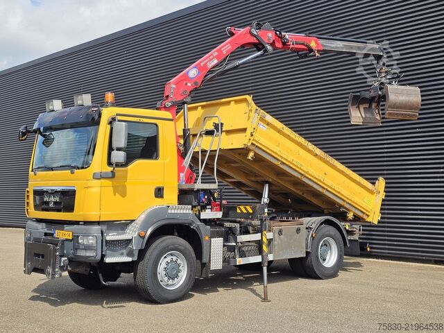 Tipper with crane MAN TGM 18.250 4x4 BB / CRANE + 3 SIDE TIPPER