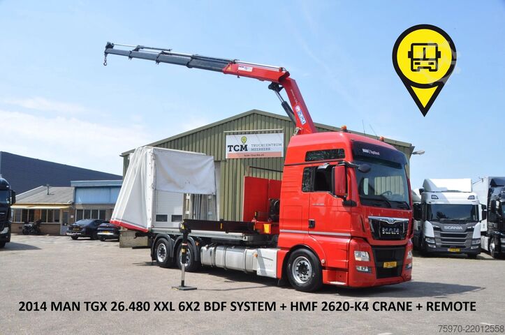 Kranwagen MAN TGX 26.480 XXL 6X2 HMF 2620 CRANE + BDF BODY + ...