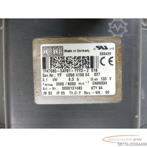 Control unit KUKA 1FK7083-5AF81-1YY3-Z S16 Servomotor SN: YFU350415854027
