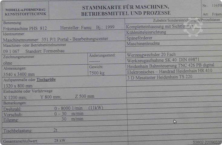 Machining center Famu Parpas Famu Parpas PHS 812
