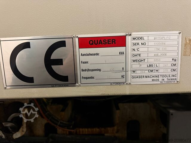 Vertical CNC machining center Quaser MV 154 PL/12