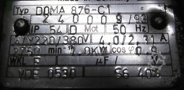 Electric motor 1 kW 2750 Rpm Unbekannt DOMA876-C1